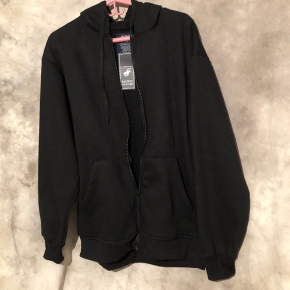 PACIFIC POLO CLUB MENS ZIP UP HOODIE SWEATSHIRT BLACK NWT XL - Picture 1 of 11